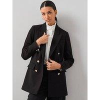 The Very Collection Long Line Military Jacket - Black
