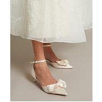 Monsoon Stacy Satin Bow Pointed Toe Heels - Cream