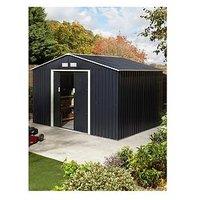 Rowlinson Trentvale 10X8 Metal Apex Shed Dark Grey With Foundation Kit