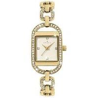 Spirit Ladies Square Gold Plated Stone Set Chain Link Bracelet Watch