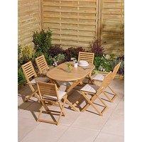 Rowlinson Ashdown Folding 6 Seat Oval Dining Set With Cushions