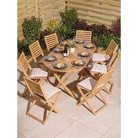 Rowlinson Ashdown Folding 8 Seat Oval Dining Set With Cushions