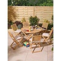 Rowlinson Ashdown Folding 6 Seat Round Dining Set With Cushions