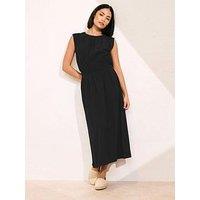 Pixiegirl Petite Shirred Waist Midi Dress - Black