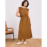 Pixiegirl Petite Shirred Waist Midi Dress - Brown