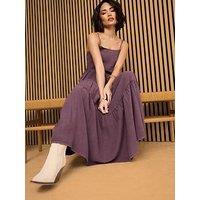 Pixiegirl Petite Acid Wash Tiered Maxi Dress - Red