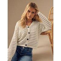 M&Co Petite V Neck Button Down Cardigan - Natural