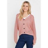 M&Co Petite V Neck Button Down Cardigan - Pink