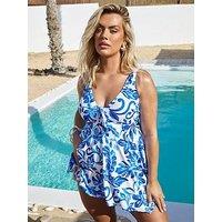 Yours Ocean Tropic Knot Front Tankini - Blue