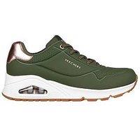Skechers Uno Shimmer Away Durabuck Slip-On Trainer - Olive