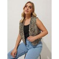 Yours Curve Leopard Woven Jacket - Brown