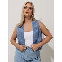 Yours Curve Washed Woven Jacket - Blue
