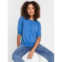 M&Co Short Sleeve Button Down Cardigan - Blue