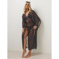Yours Curve Chiffon Maxi Kimono - Black
