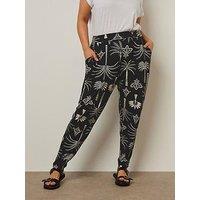 Yours Curve Double Pleat Harem Trouser - Black