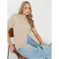Long Tall Sally Short Sleeve Boxy Knit Cardigan - Natural