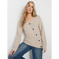 Long Tall Sally Tall Button Wrap Jumper - Natural