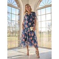 Yours Curve Floral Metallic Wrap Dress