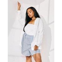 Yours Curve Linen Stripe Short