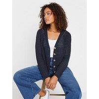 M&Co Button Crochet Cardigan - Blue