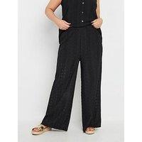 Yours Curve Broderie Trouser - Black