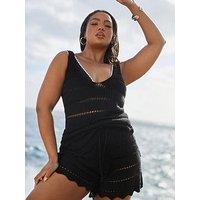 Yours Curve Beachwear Short Co-Ord - Black