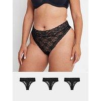 Yours Curve 3 Pack Lace Thong