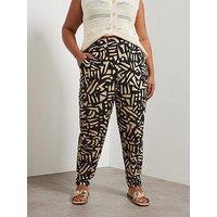 Yours Curve Double Pleat Harem Trouser - Natural