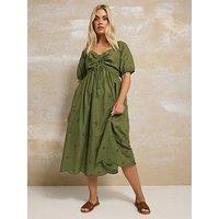 Yours Curve Broderie Dress - Green