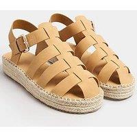 Yours Extra Wide Fit Flatform Fisherman Sandals - Natural