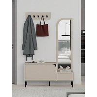 Decortie Mila Hallway Shoe Cabinet & Coat Hooks - Sandstone