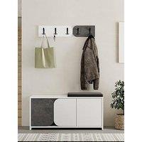 Decortie Moni Hallway Shoe Cabinet & Coat Hooks - White/Grey