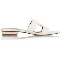 Dune London Loupe Leather Smart Slider Sandals - White