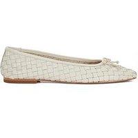 Dune London Heat Woven Leather Bow Detail Ballerina - Ecru