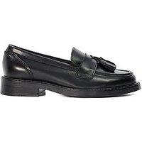 Dune London Garda Leather Tassel Trim Loafers - Black