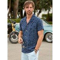 Joe Browns Excellent Embroidered Short Sleeve Shirt - Navy