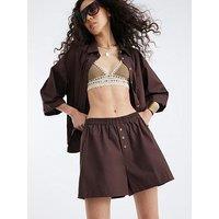 River Island Pull On Short - Dark Brown