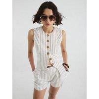River Island High Neck Fitted Waistcoat - White