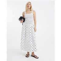 River Island Shirred Midi Dress - White