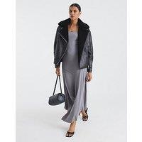River Island Ultimate Faux Leather Aviator Jacket - Black