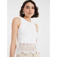River Island Lace Hem Tank - White
