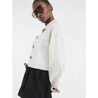 River Island Suedette Overshirt - Light Stone