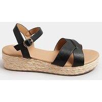 Yours Extra Wide Fit Cross Espadrille Wedge
