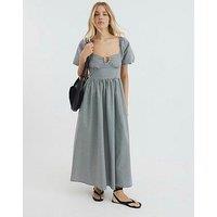 River Island Gingham Trim Detail Midi Dress - Black