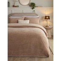 Very Home Whip Stitch Edge Teddy Fleece Duvet Cover Set - Natural