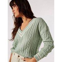 Apricot Stripe Detail Cricket Jumper - Mint - Green