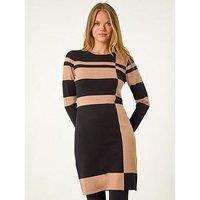 Roman Colour Block Knit Dress - Tan