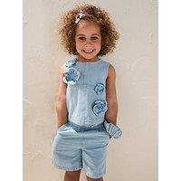 River Island Mini Girl Denim Outfit & Scrunchie Set - Denim Light