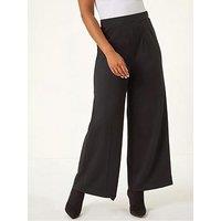 Roman Petite Wide Leg Ponte Stretch Trouser - Black