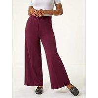 Roman Petite Wide Leg Ponte Stretch Trouser - Wine